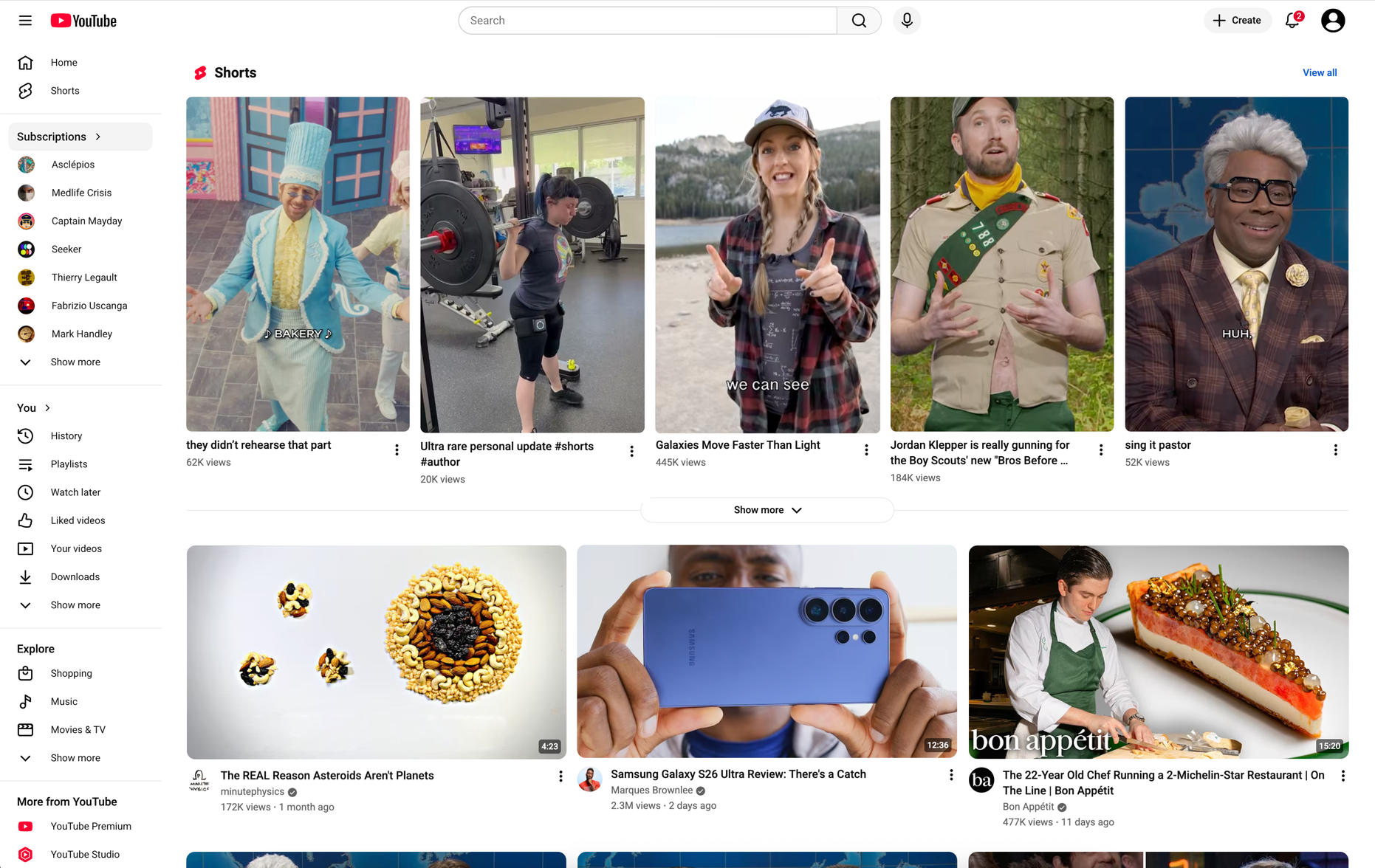 Default YouTube Grid